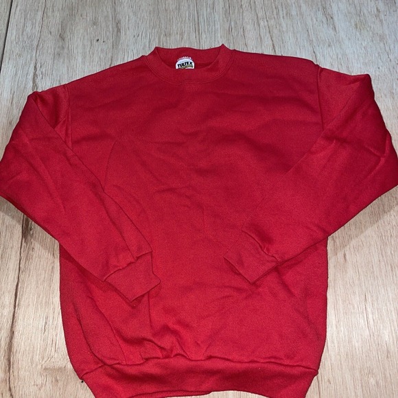 Vintage Tultex Red Fleece Sweatshirt‎ Pullover Made in USA Blank Mens Large - Picture 1 of 6